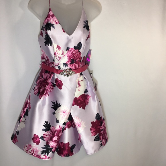 pink floral occasion dress